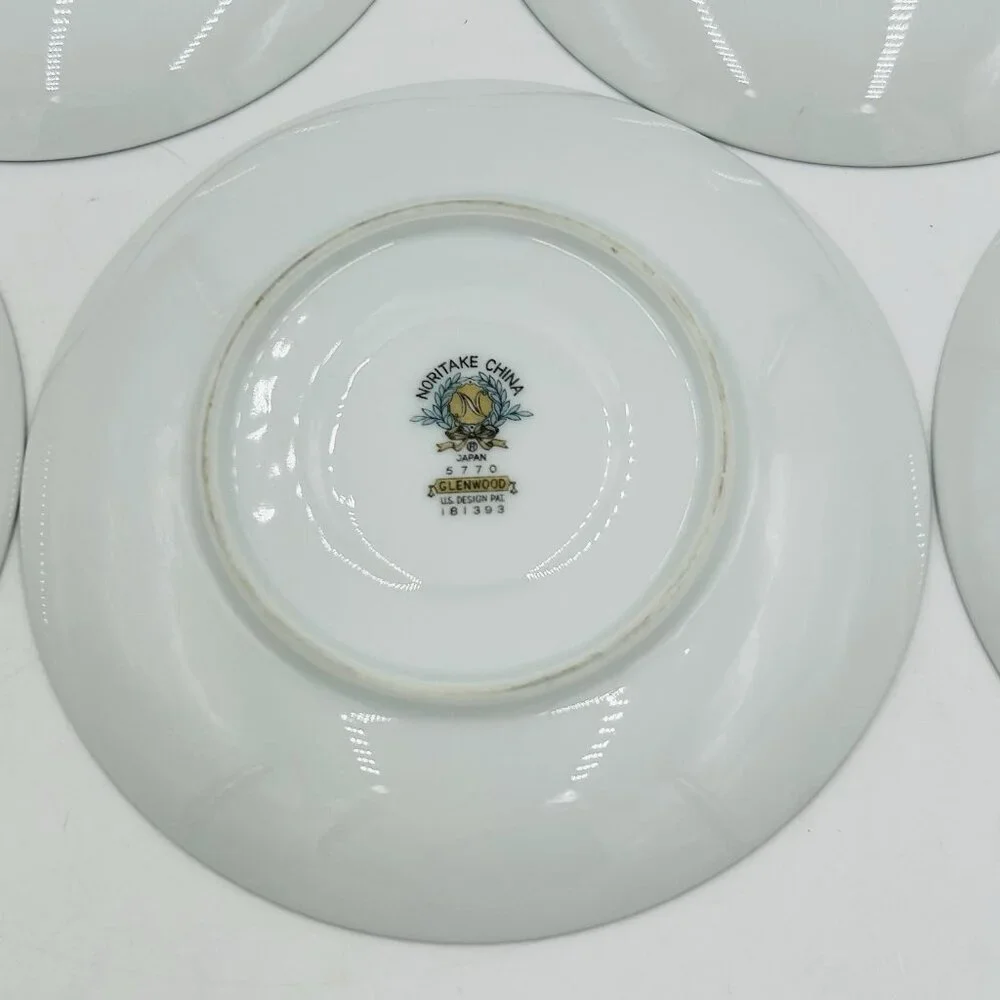 Noritake Glenwood 5770 China Saucers Japan Set Of 5 Pink Roses Platinum